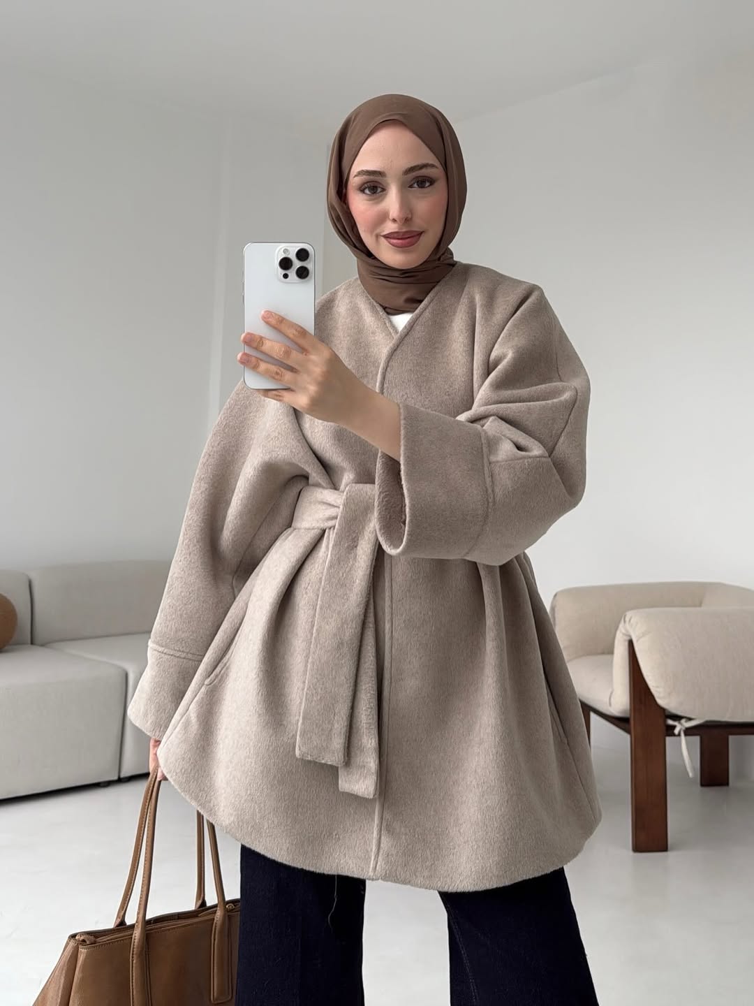 Belted Greige Jacket