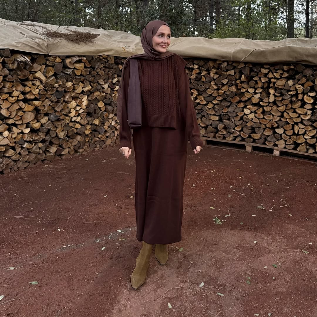 Brown Triko dress with vest