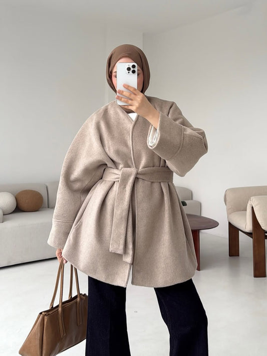 Belted Greige Jacket