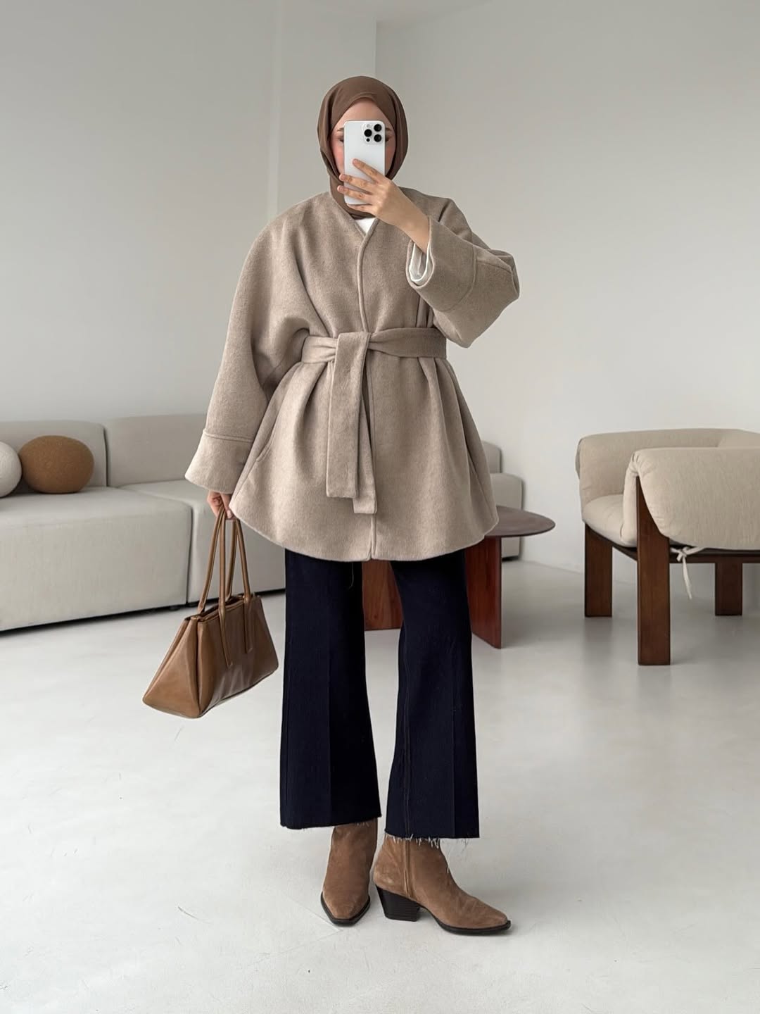 Belted Greige Jacket