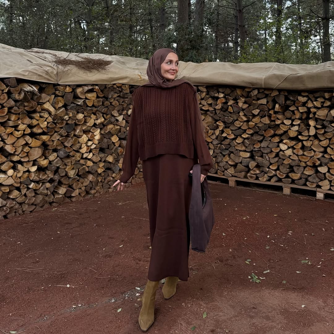 Brown Triko dress with vest