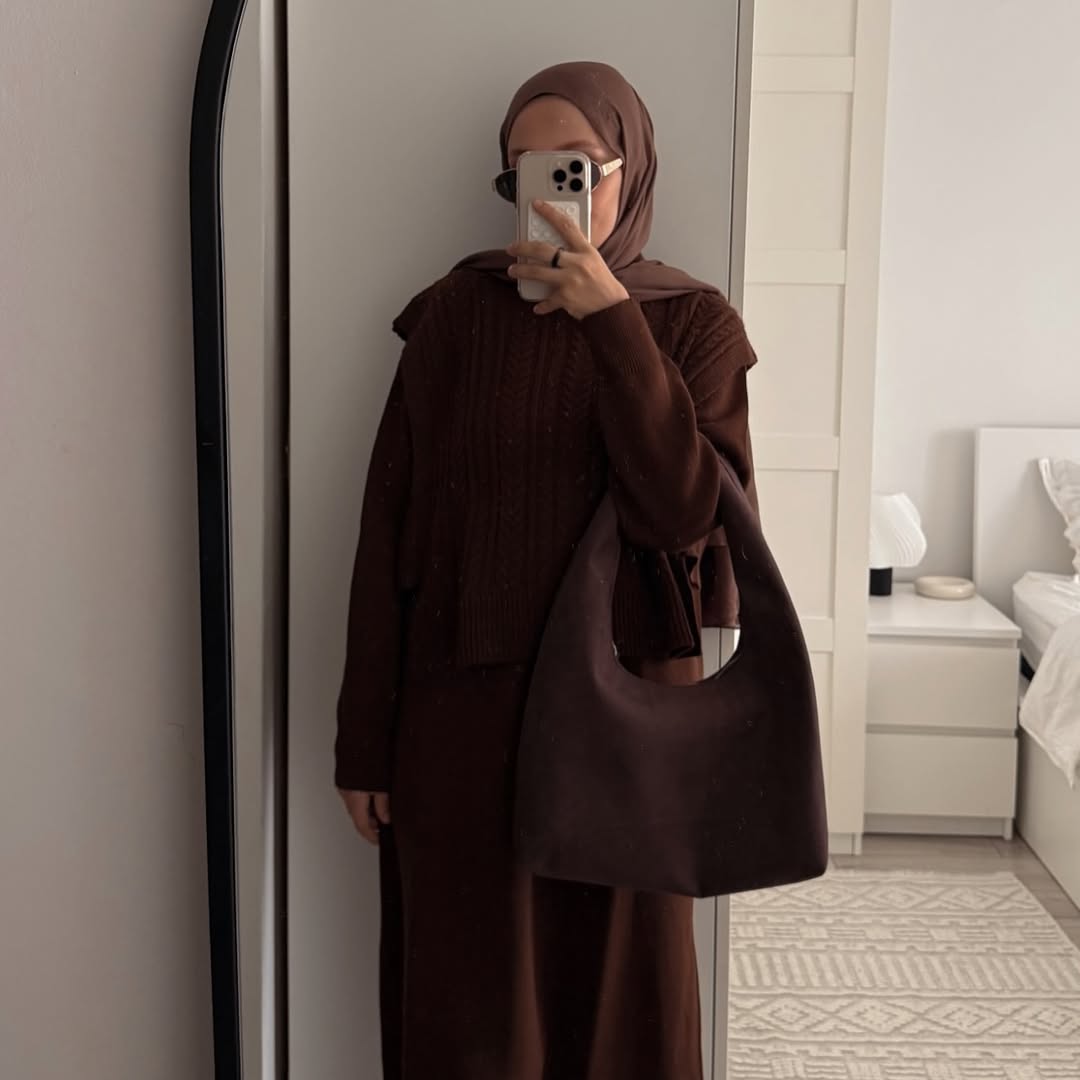 Brown Triko dress with vest